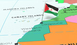 Western Sahara, Laayoune - national flag pinned on political map - 3D illustration