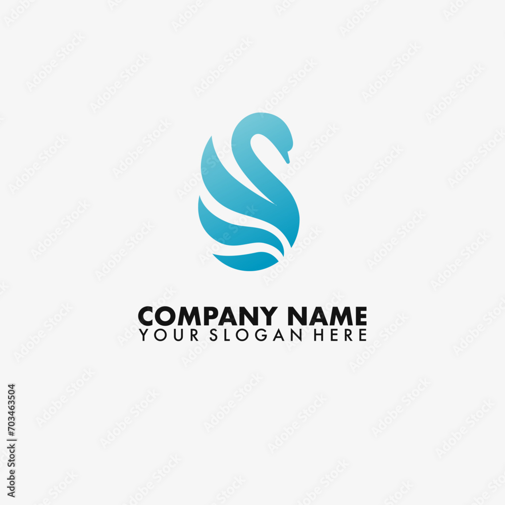 Swan Blue Water Drop Logo  vector template