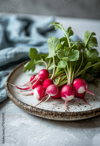 Vibrant Organic Radishes: Close-Up of Fresh, Healthy Vegetarian Delicacy.