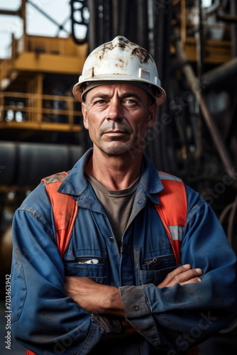 Portrait of a oil rig worker