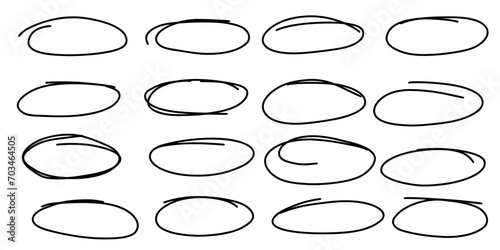 set of hand drawn doodle ovals
