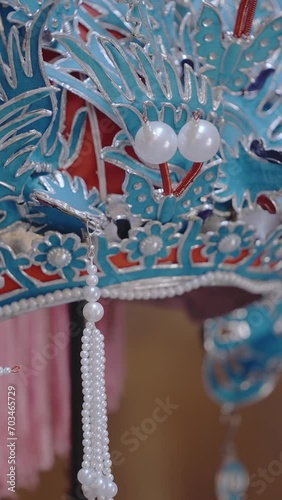 Peking Opera Opera Accessories Head Crown, Feathered Son, Phoenix Crown, Over Qiao Nine Dragons Crown, Xingtou Kunqu Opera Clothing Emblem, Culture, Drama and Cuisine photo