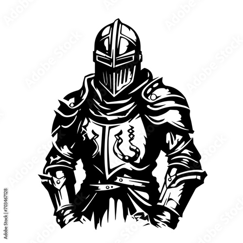 Medieval Knight in Armor Vector Illustration