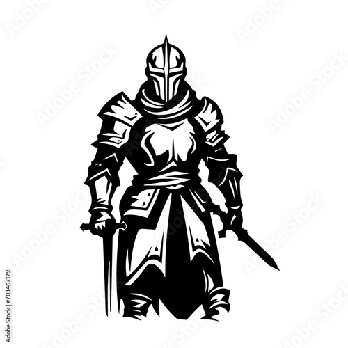 Medieval Knight in Armor Vector Illustration