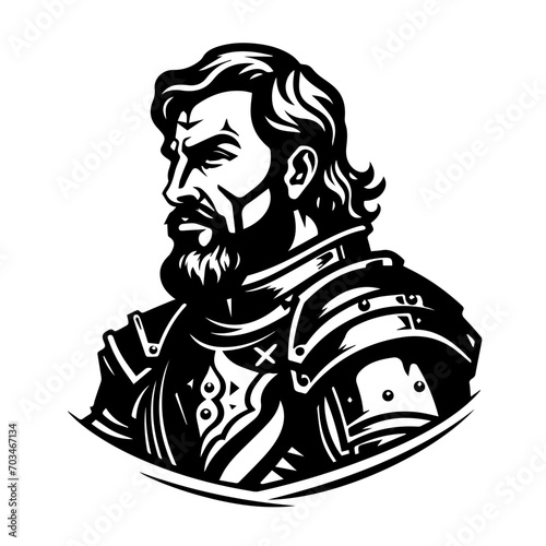 Medieval Knight in Armor Vector Illustration