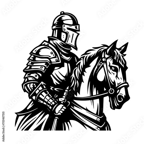Medieval Knight in Armor Vector Illustration