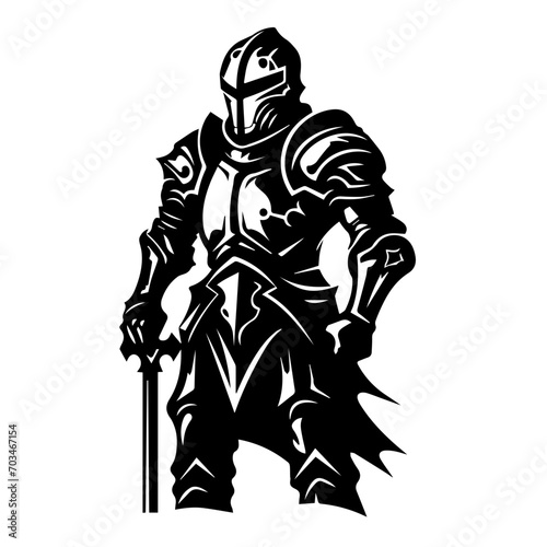 Medieval Knight in Armor Vector Illustration