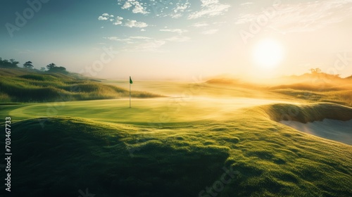 Serenity at Sunrise: A Misty Golf Course Awakening