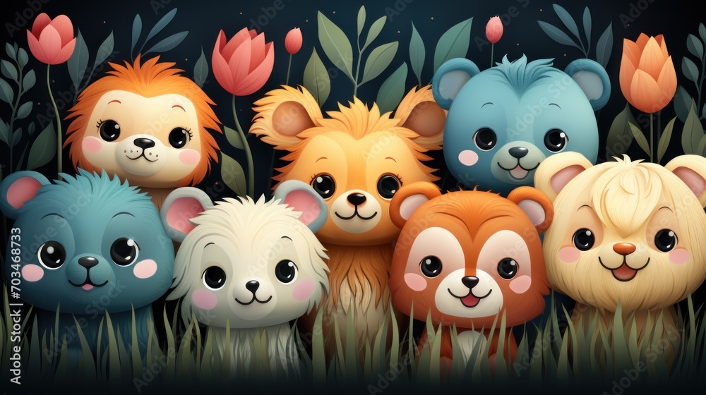 Obraz premium Fun and adorable patterns suitable for children's products and nursery decor