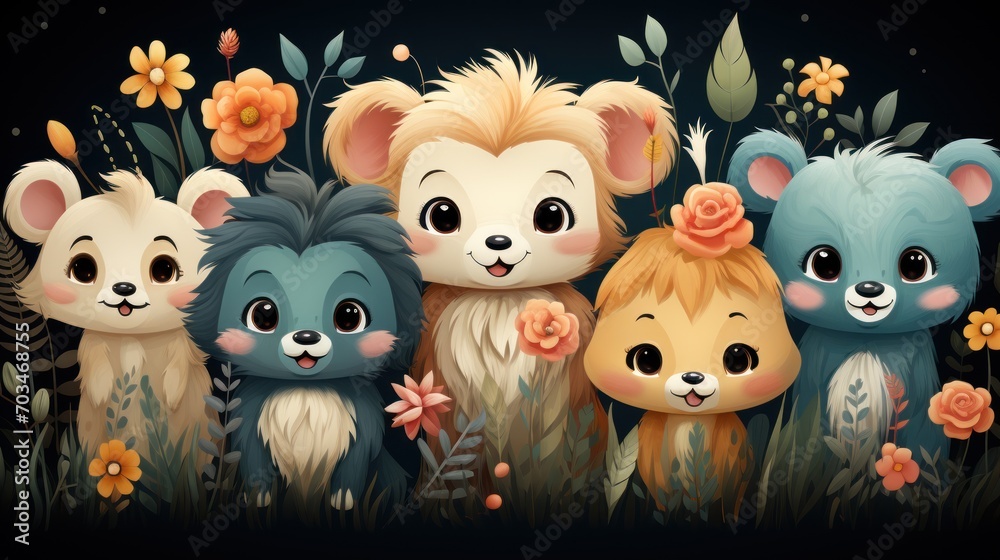 Obraz premium Fun and adorable patterns suitable for children's products and nursery decor