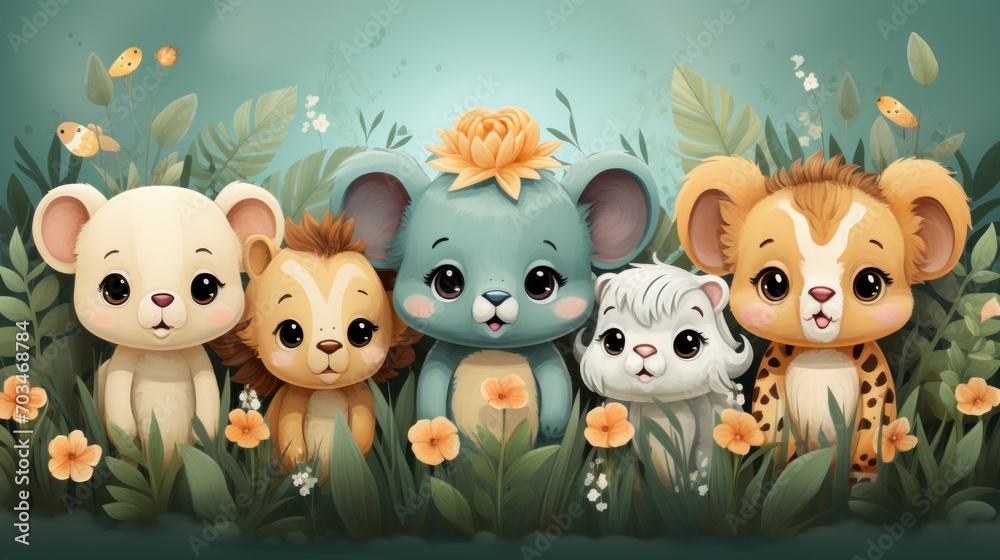 Fototapeta premium Fun and adorable patterns suitable for children's products and nursery decor
