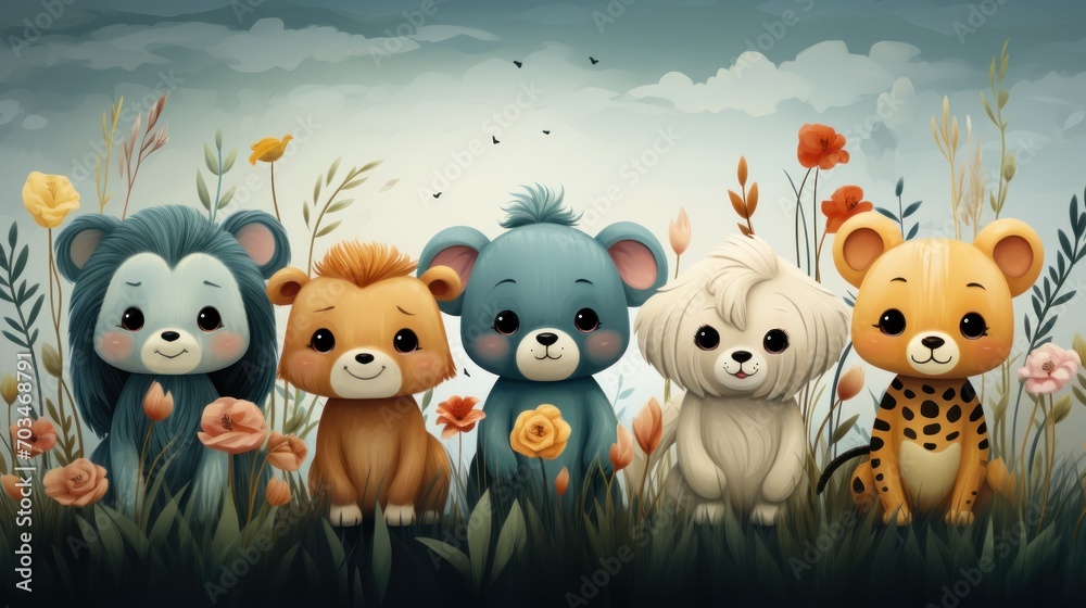 Naklejka premium Fun and adorable patterns suitable for children's products and nursery decor