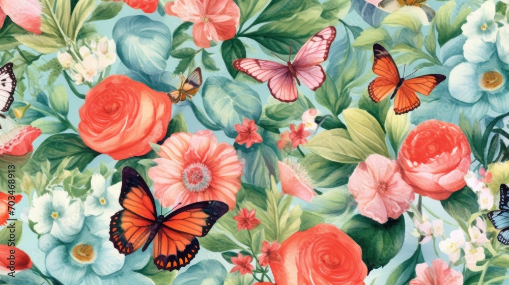 Flowers and Butterflies Pattern Flowers and Butterflies Pattern
