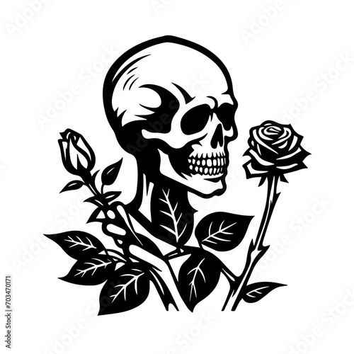 Gothic Skeleton with Rose Vector Design