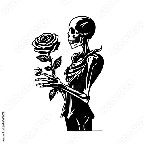 Gothic Skeleton with Rose Vector Design