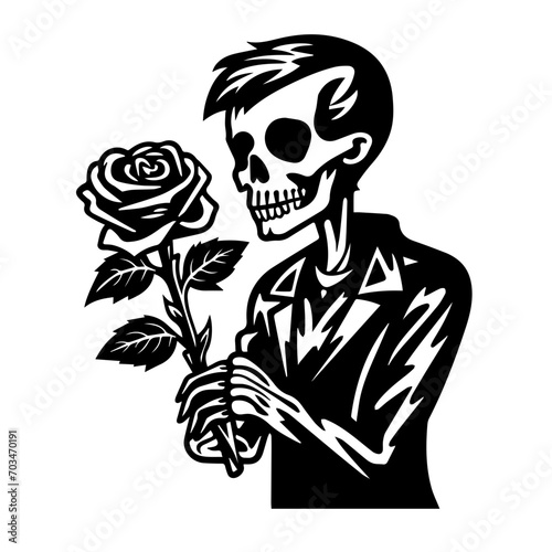 Gothic Skeleton with Rose Vector Design