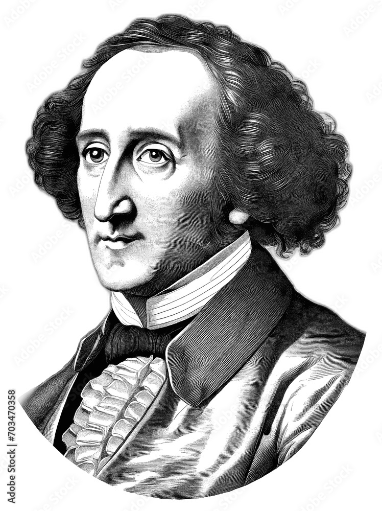 Felix Mendelssohn (3 February 1809 – 4 November 1847), generative AI	 - obrazy, fototapety, plakaty 