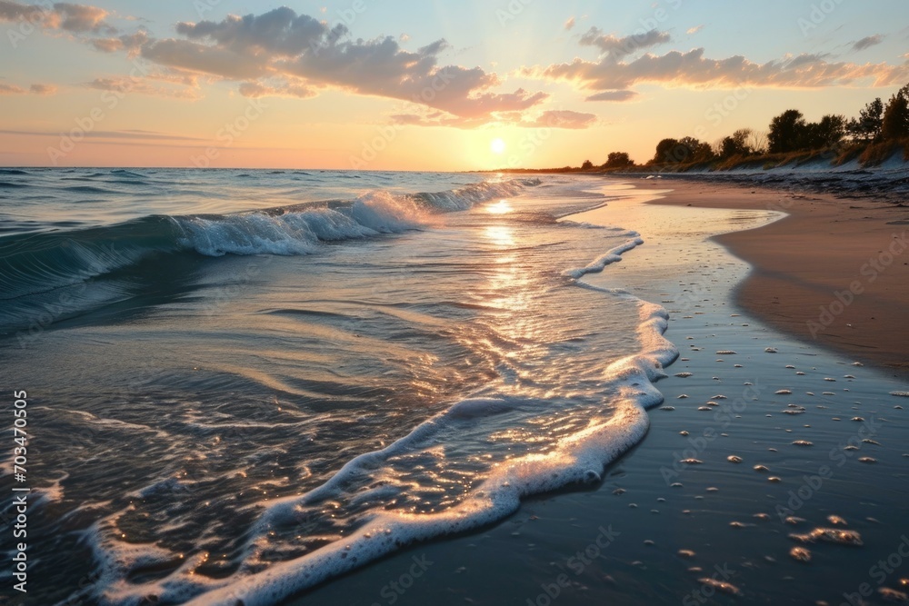 Serene Beach Sunset, Relaxation Concept Serene Beach Sunset, Relaxation Concept