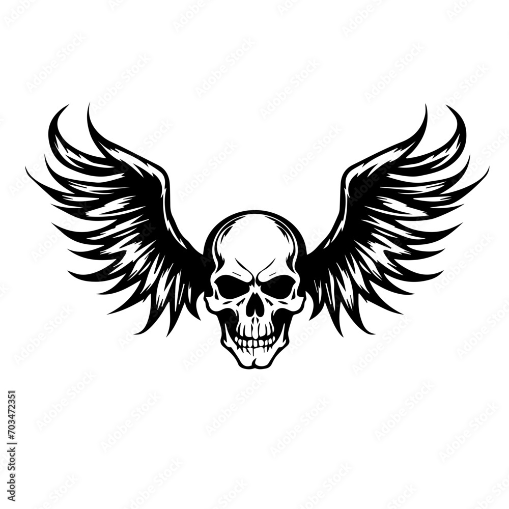 Gothic Skull with Wings Vector Emblem Gothic Skull with Wings Vector Emblem
