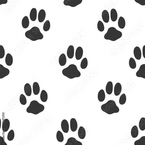 Cute doodle cat or dog paws print seamless pattern, neutral animal cat dog hand drawn background