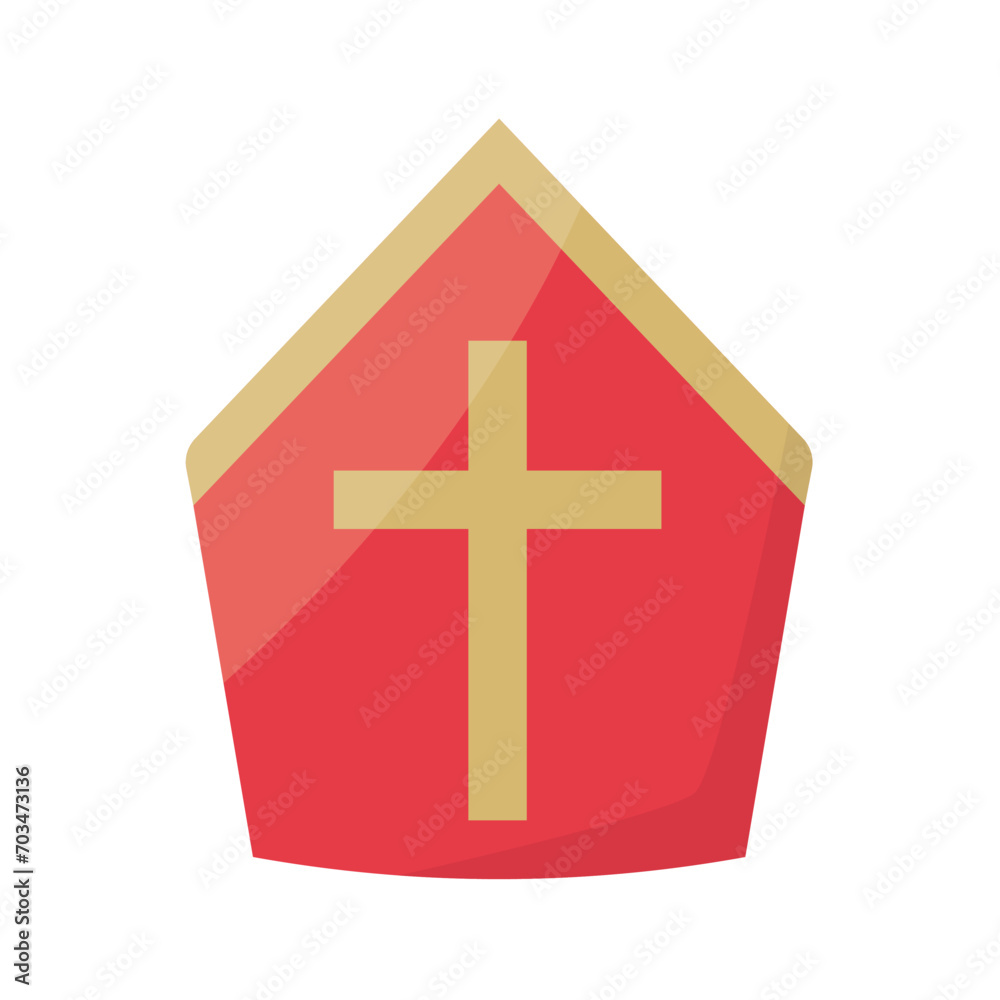 Obraz premium pope, bishop Saint Nicholas hat, barrenwort icon- vector illustration