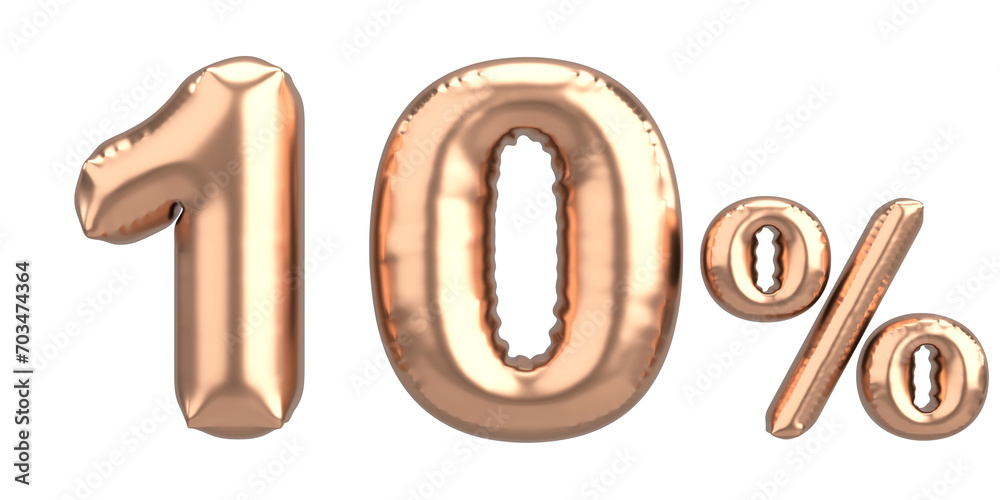 Ten percent. 10% balloon text. 3D illustration. Ten percent. 10% balloon text. 3D illustration.