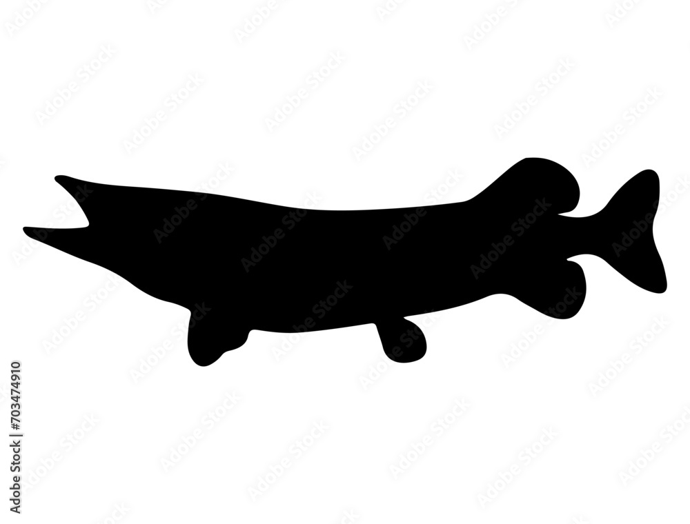 Muskellunge fish silhouette vector art white background Muskellunge fish silhouette vector art white background