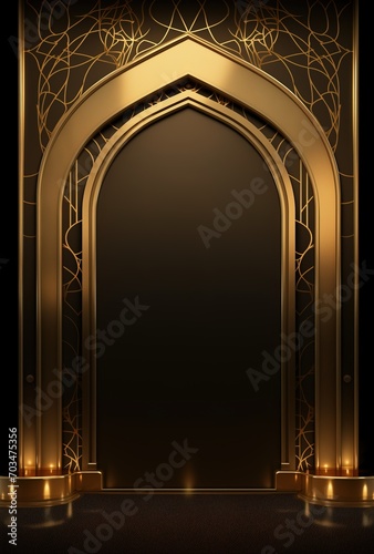 muslim arch background with a golden frame
