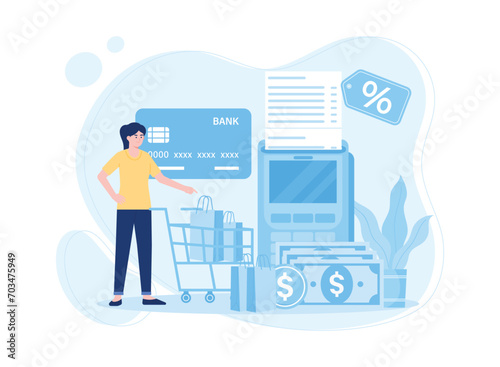 credit card payment get cashback online shop concept flat illustration