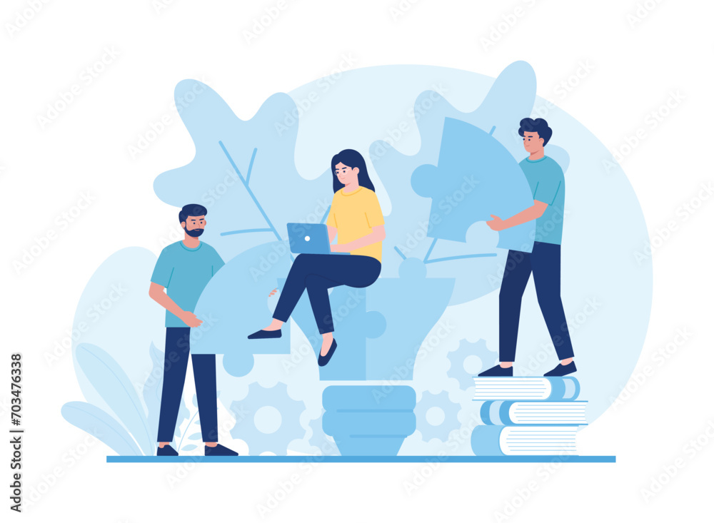 business people find solutions and manage to find solutions to solve teamwork problems concept flat illustration