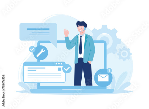 call center operator.customer support  and info center concept. call center concept flat illustration