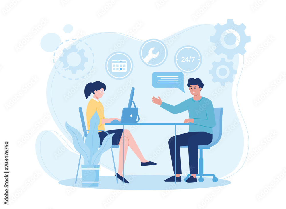 Professional consulting and strategy management and problem solving services assist clients with business problems concept flat illustration Professional consulting and strategy management and problem solving services assist clients with business problems concept flat illustration