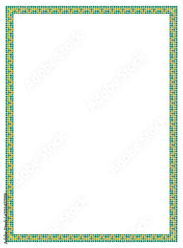 Vector Square frame checkered pattern. Rectangular frame with mosaic pattern for photo or text. Colorful squares mosaic pattern frame .