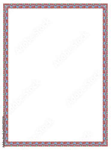Vector Square frame checkered pattern. Rectangular frame with mosaic pattern for photo or text. Colorful squares mosaic pattern frame .