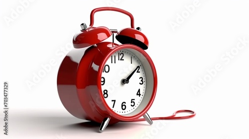 Alarm clock toon with electric cable isolated on white.Generative AI