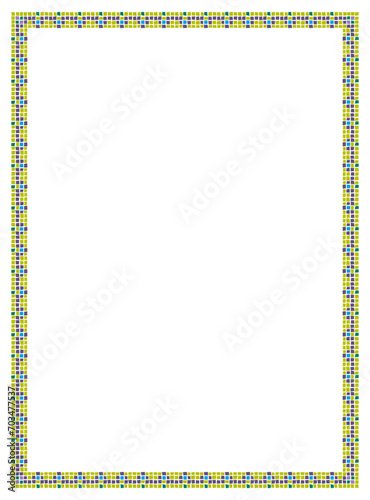 Vector Square frame checkered pattern. Rectangular frame with mosaic pattern for photo or text. Colorful squares mosaic pattern frame .