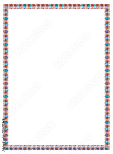 Vector Square frame checkered pattern. Rectangular frame with mosaic pattern for photo or text. Colorful squares mosaic pattern frame .
