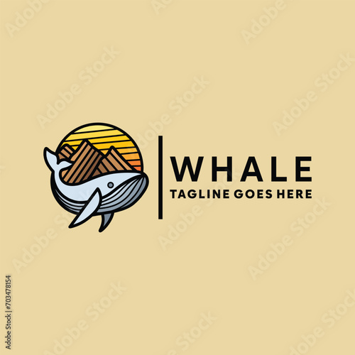Whale Logo Symbol Design illustration vector Icon Emblem