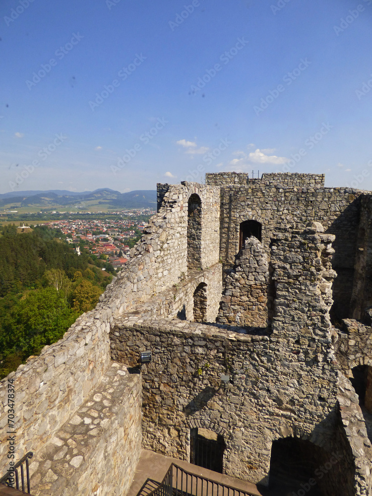 View over Vah river from Strecno castle, Slovakia