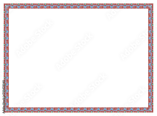 Vector Square frame checkered pattern. Rectangular frame with mosaic pattern for photo or text. Colorful squares mosaic pattern frame .
