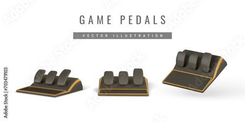 Realistic 3d game pedals. Game stick, controller, video game console. Game concept. Vector illustration