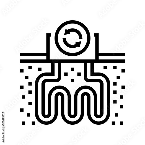 heat recovery geothermal energy line icon vector. heat recovery geothermal energy sign. isolated contour symbol black illustration