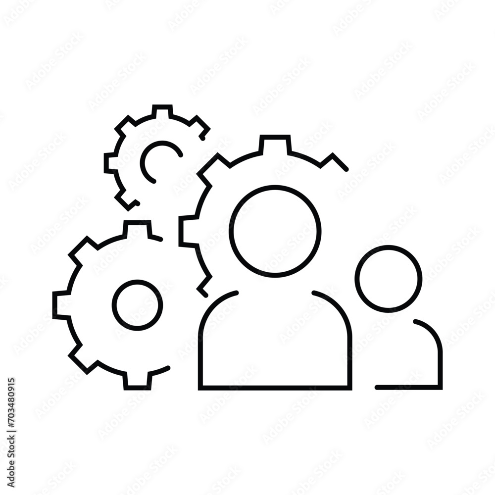 leaders group for process management icon, optimization operation, fix strategy industry, transmission gear wheel, thin line simple web symbol on white background, editable stroke vector leaders group for process management icon, optimization operation, fix strategy industry, transmission gear wheel, thin line simple web symbol on white background, editable stroke vector
