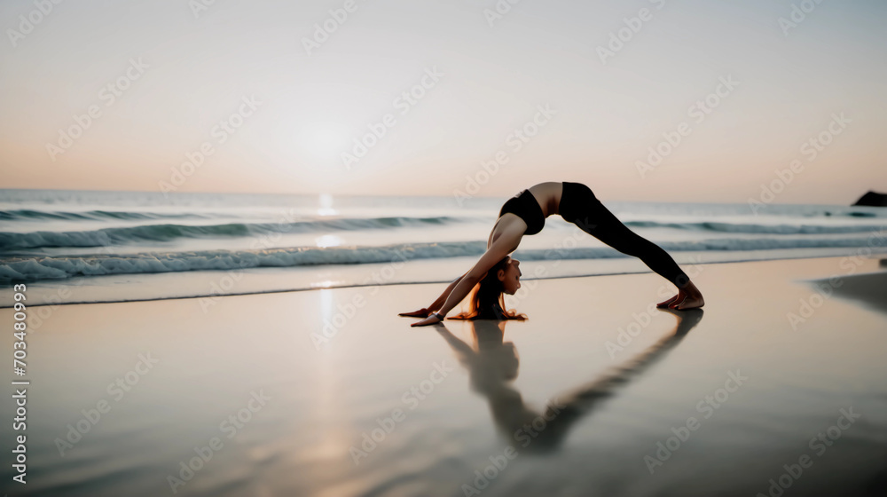 Mirrorless Magic: Commercial Beach Yoga Photography in Vibrant Color - Crystal Clear Tranquility