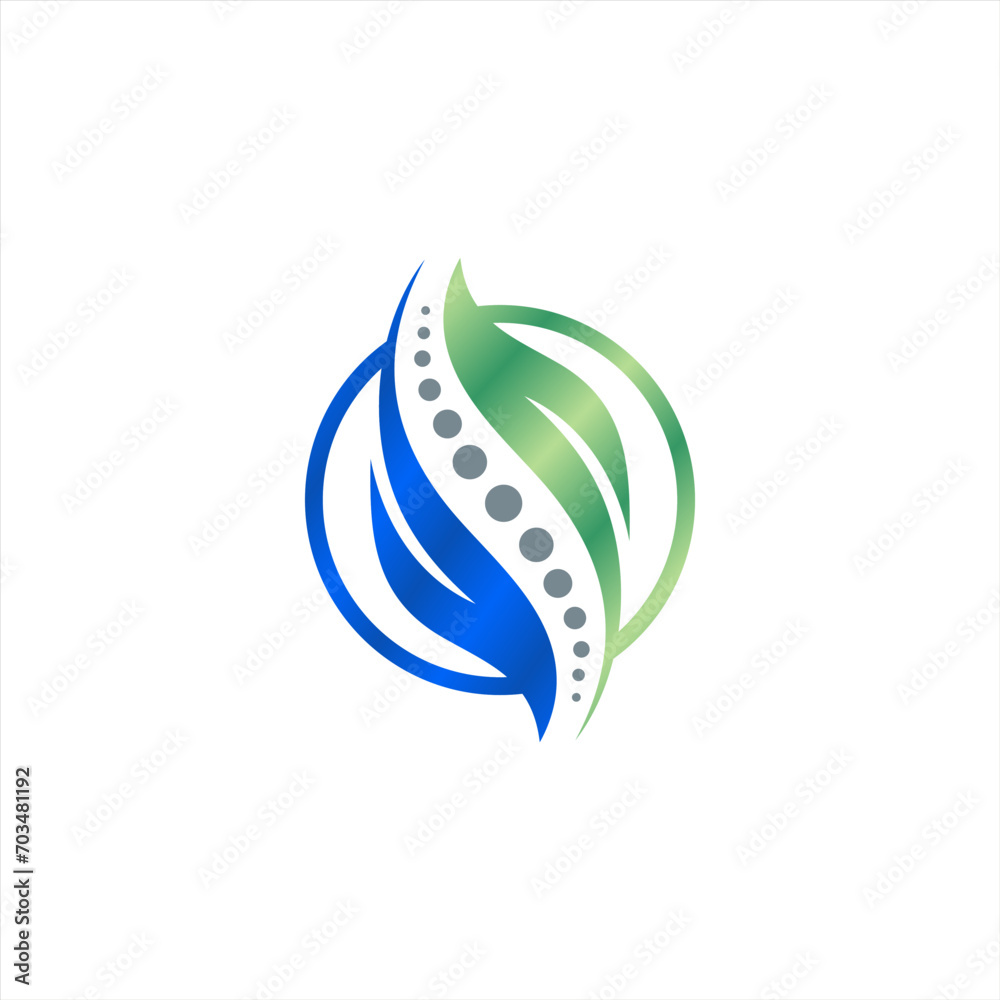 Naklejka premium leaf chiropractic logo, icon design template