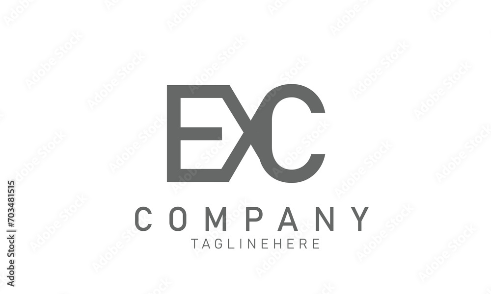 Exc lettering initial monogram logo design