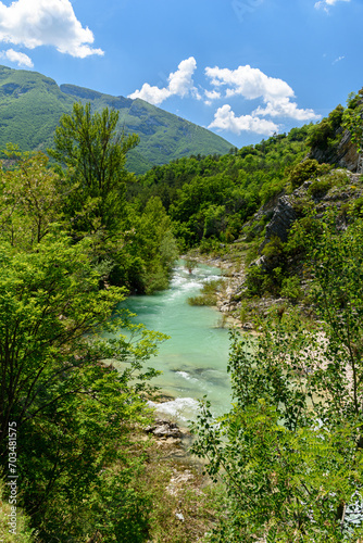 The river Candigliano near Piobbico, in Marche region, central Italy