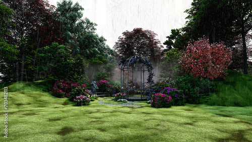 The garden is full of flowers, PNG transparent background, 3D rendering