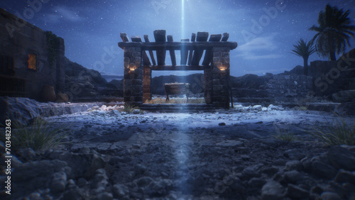 CGI Manger scene with Christmas Star.