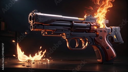 a gun with fire coming out of it